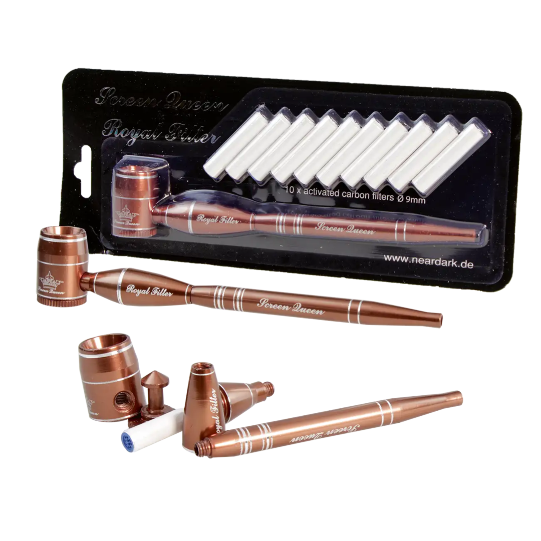 Pfeife SCREEN QUEEN aus Aluminium in Bronze mit Filteradapter