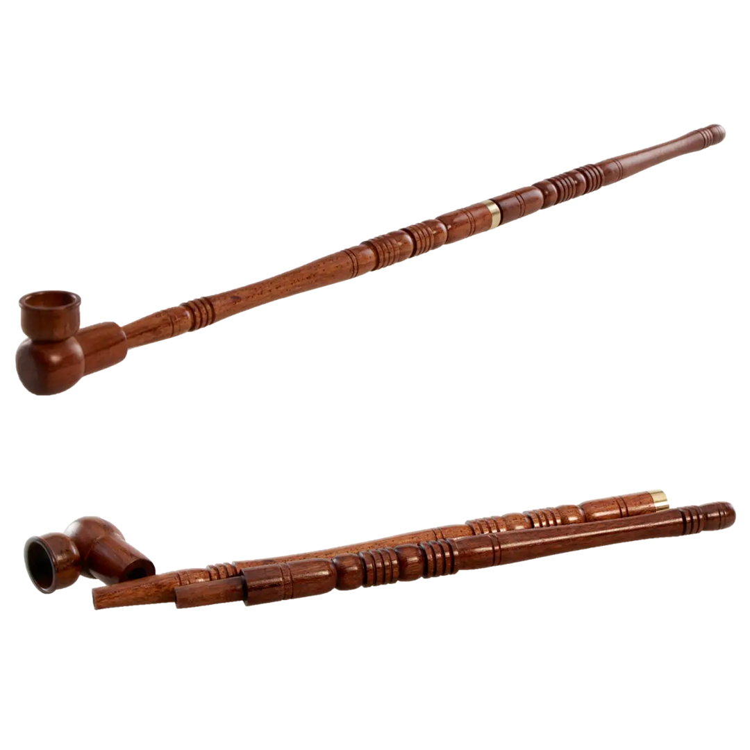 Holzpfeife aus Rosenholz, 2-teilig mit Messingringen
