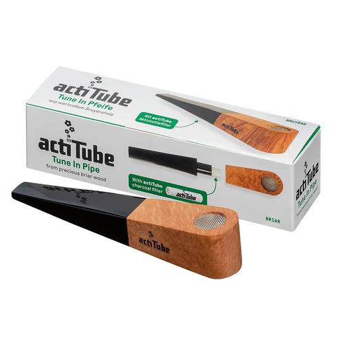actiTube Bruyèreholz-Pfeife mit Acryl-Mundstück und Aktivkohlefilter