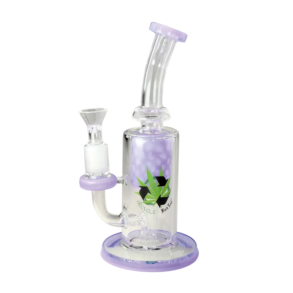 Black Leaf Mini-Wasserpfeife Incycler aus Glas in Lila mit Keg-Perkolator, 220 mm hoch