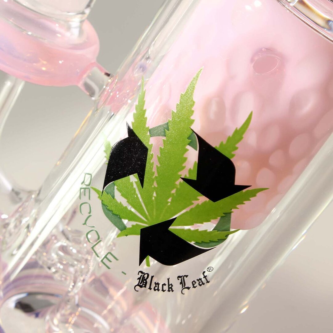 Black Leaf Mini-Wasserpfeife Incycler aus Glas in Grün mit Keg-Perkolator, 220 mm hoch