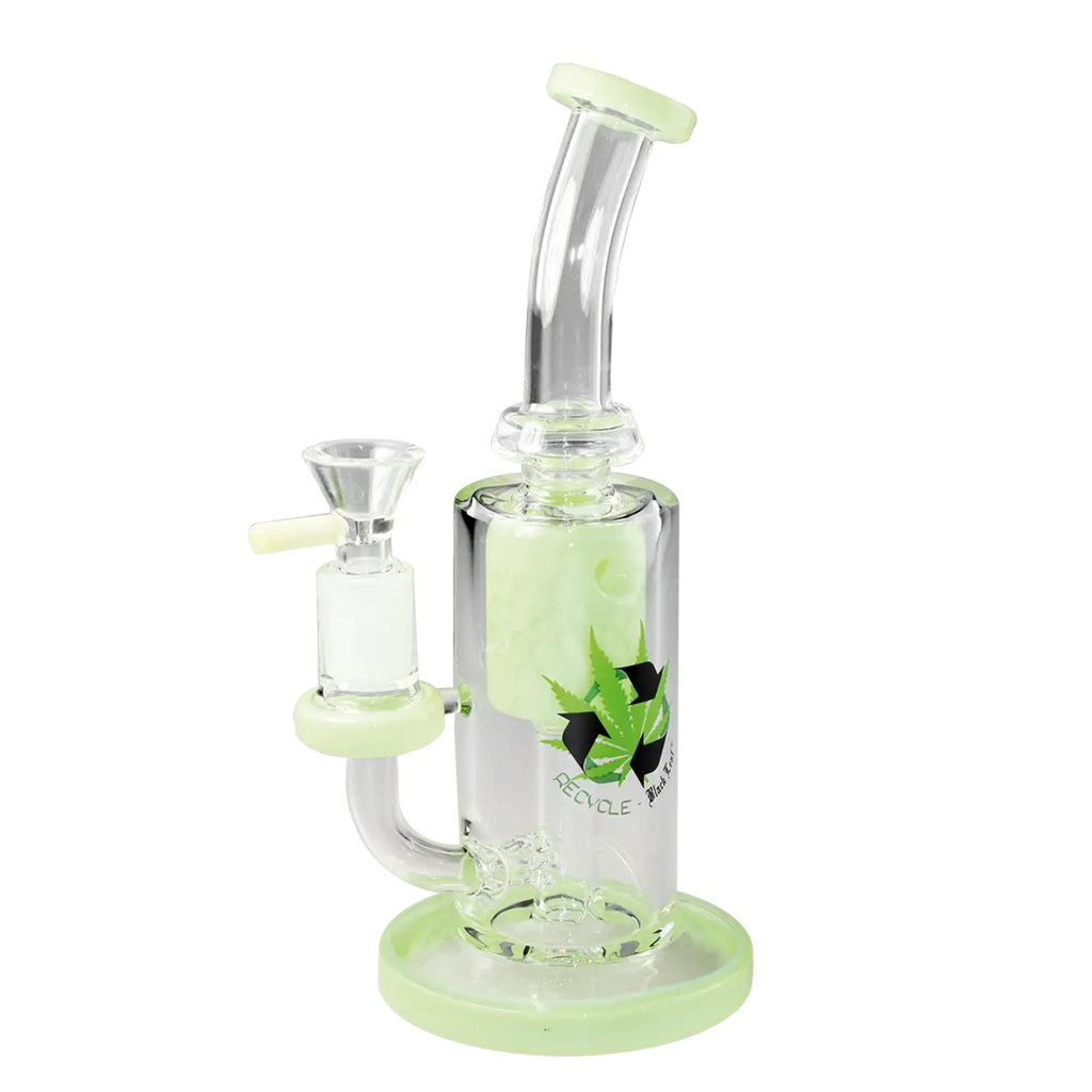Black Leaf Mini-Wasserpfeife Incycler aus Glas in Grün mit Keg-Perkolator, 220 mm hoch