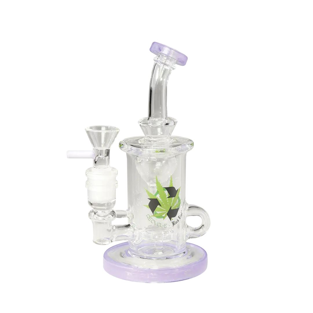 Black Leaf Recycler-Mini-Wasserpfeife lila aus Glas