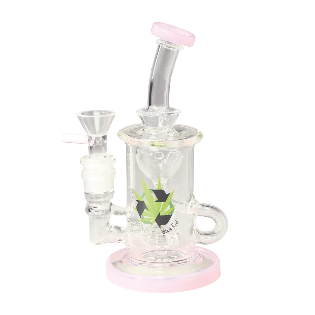 Black Leaf Recycler-Mini-Wasserpfeife rosa aus Glas