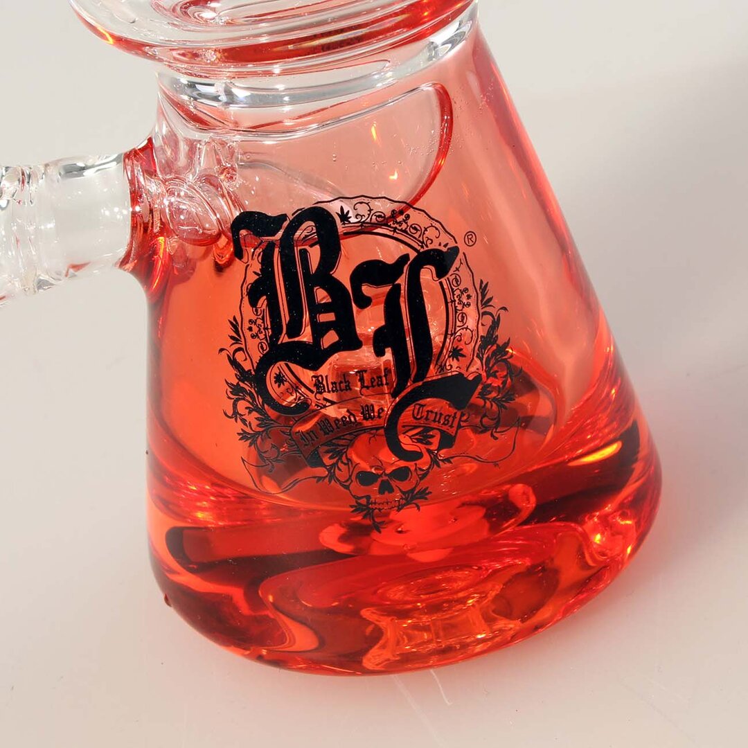 Black Leaf Liquid Glas-Wasserpfeife in Rot mit Kühlflüssigkeit