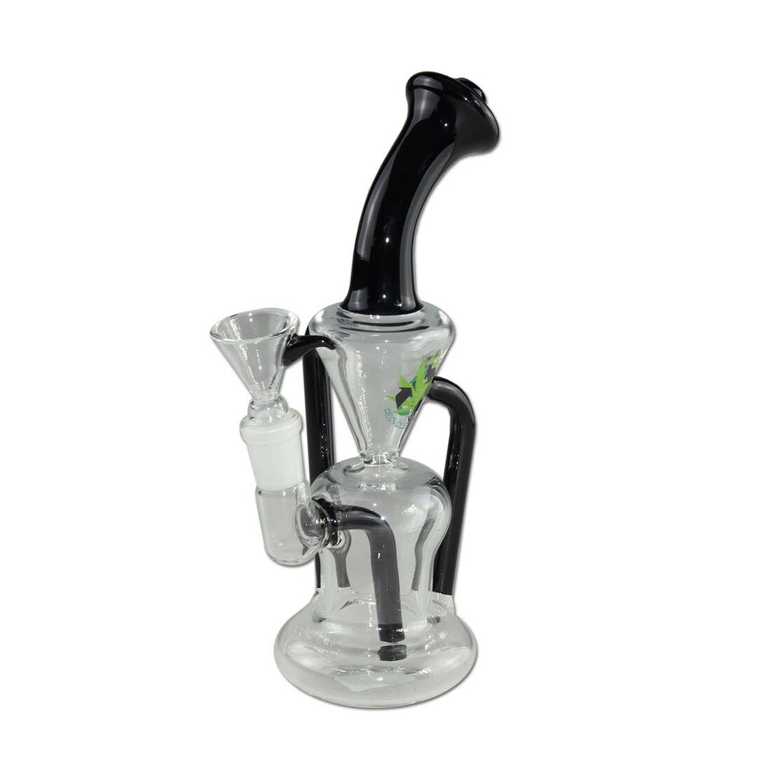 Black Leaf Recycler-Mini-Glas-Wasserpfeife in Schwarz aus Glas