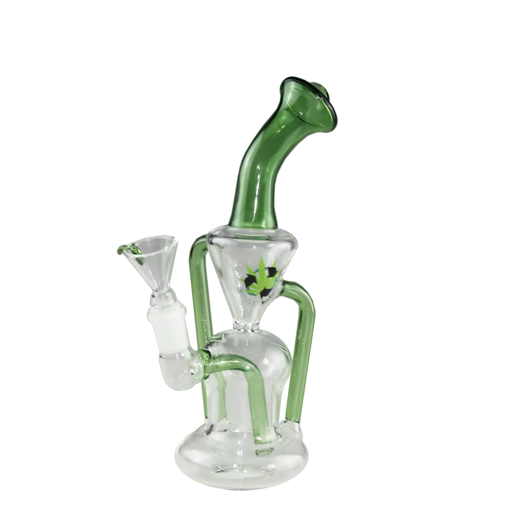 Black Leaf Recycler-Mini-Glas-Wasserpfeife in Grün aus Glas