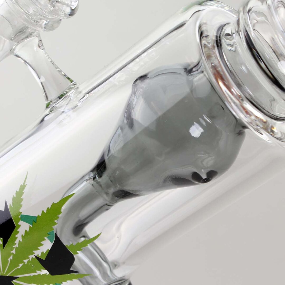 Black Leaf Recycler-Wasserpfeife aus Glas in Grau mit Recycle-Funktion, 310 mm hoch
