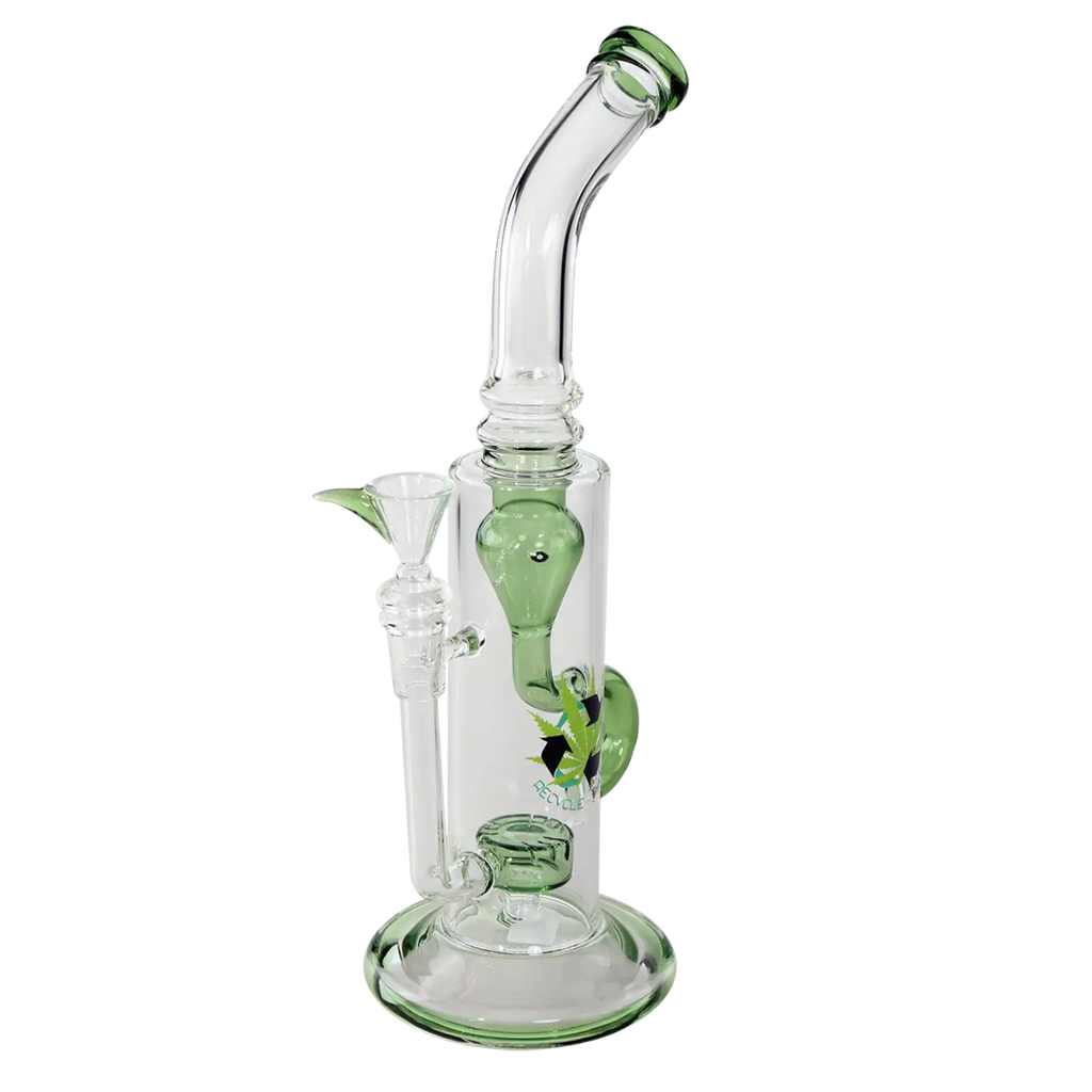Black Leaf Recycler-Wasserpfeife aus Glas in Grün mit Recycle-Funktion, 310 mm hoch