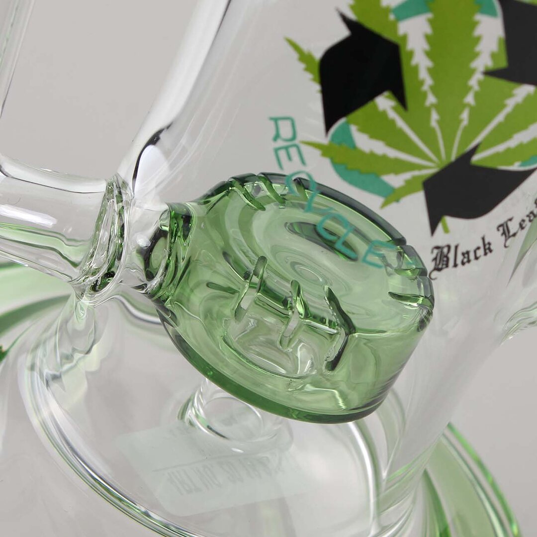 Black Leaf Recycler-Wasserpfeife aus Glas in Grün mit Recycle-Funktion, 310 mm hoch