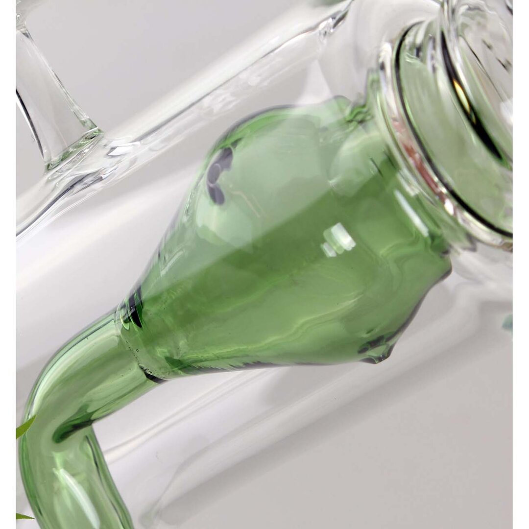 Black Leaf Recycler-Wasserpfeife aus Glas in Grün mit Recycle-Funktion, 310 mm hoch