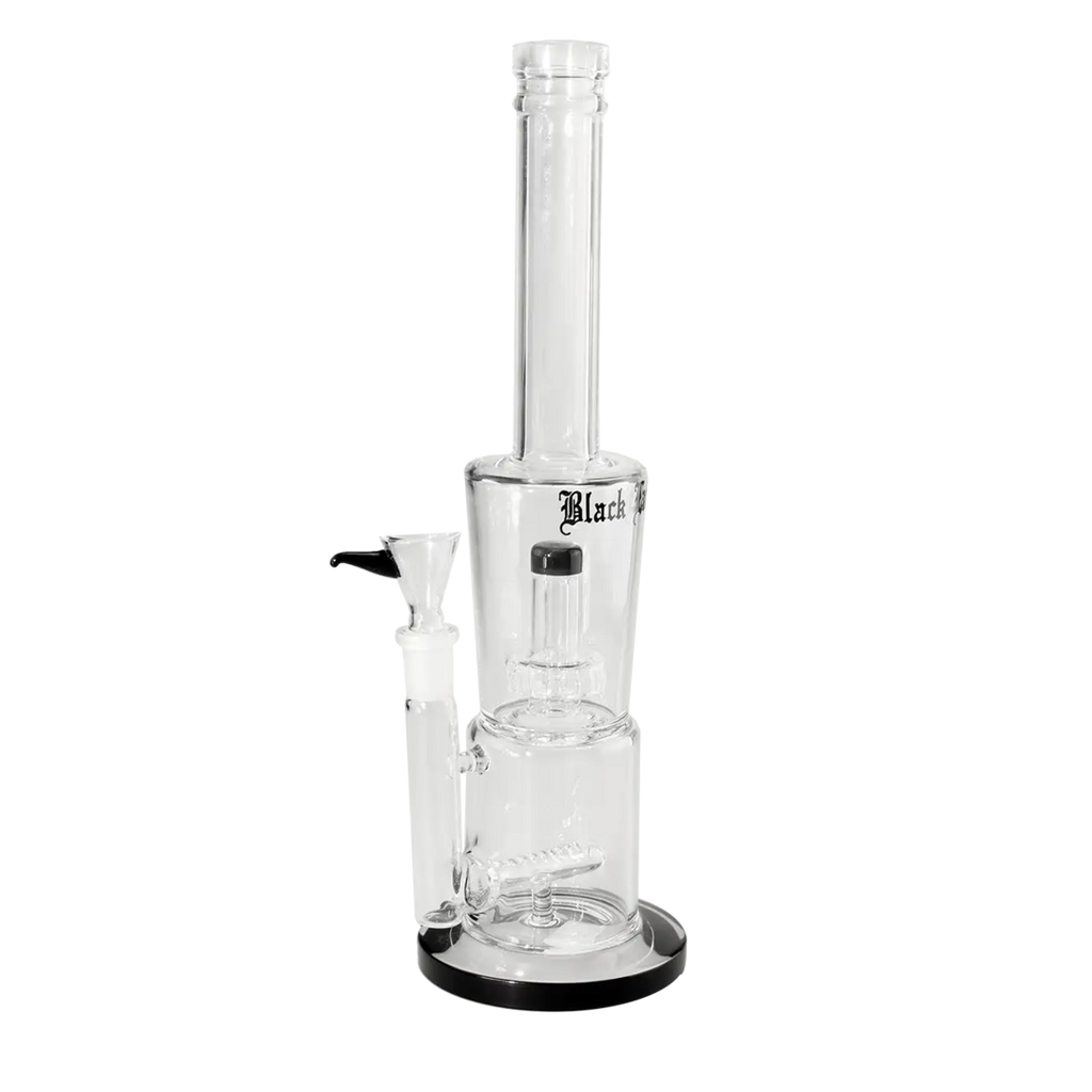 Black Leaf Glas-Wasserpfeife schwarz mit Trommelperkolator