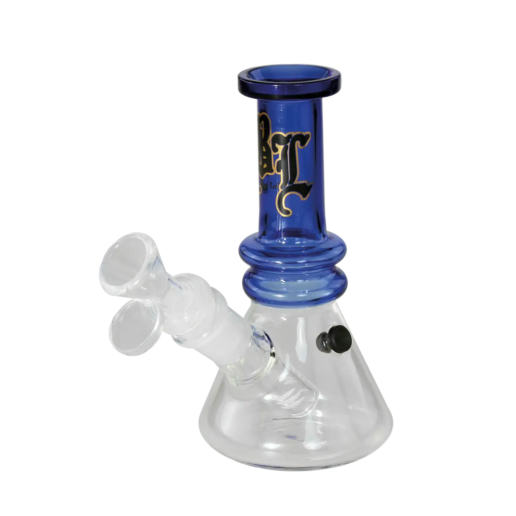 Black Leaf Mini-Glas-Wasserpfeife in Blau mit Stecksystem und Diffusor