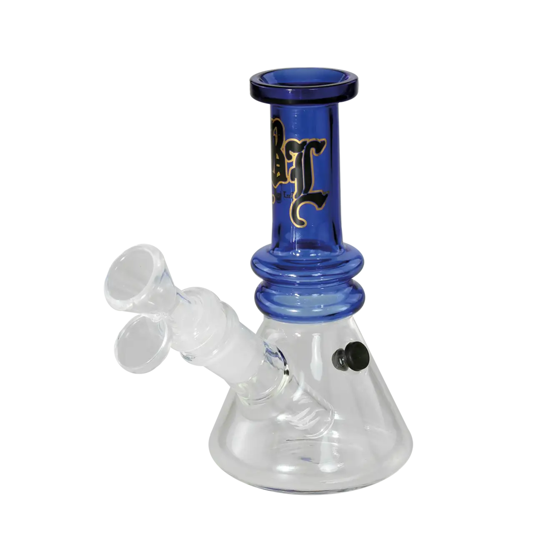 Black Leaf Mini-Glas-Wasserpfeife in Blau mit Stecksystem und Diffusor