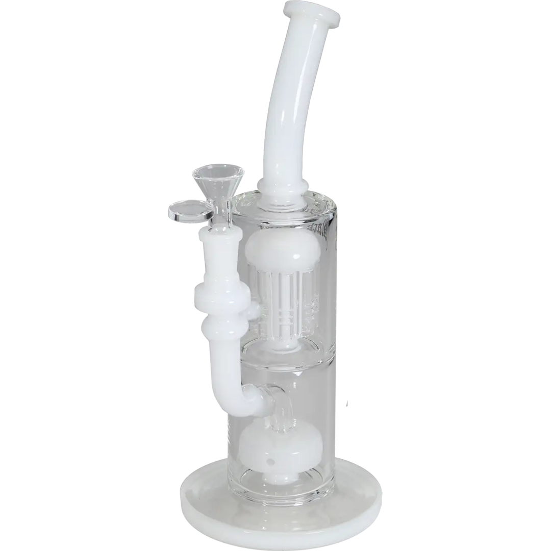 Black Leaf Perkolator-Wasserpfeife in Weiß mit Baumperkolator und Diffusor
