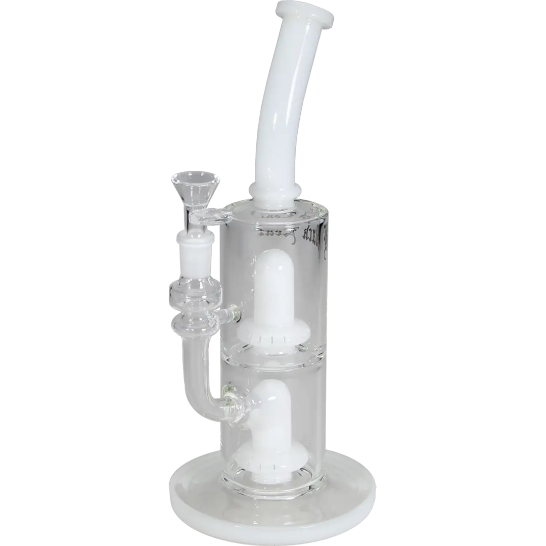 Black Leaf Perkolator-Wasserpfeife in Weiß mit zwei Ufo-Perkolatoren