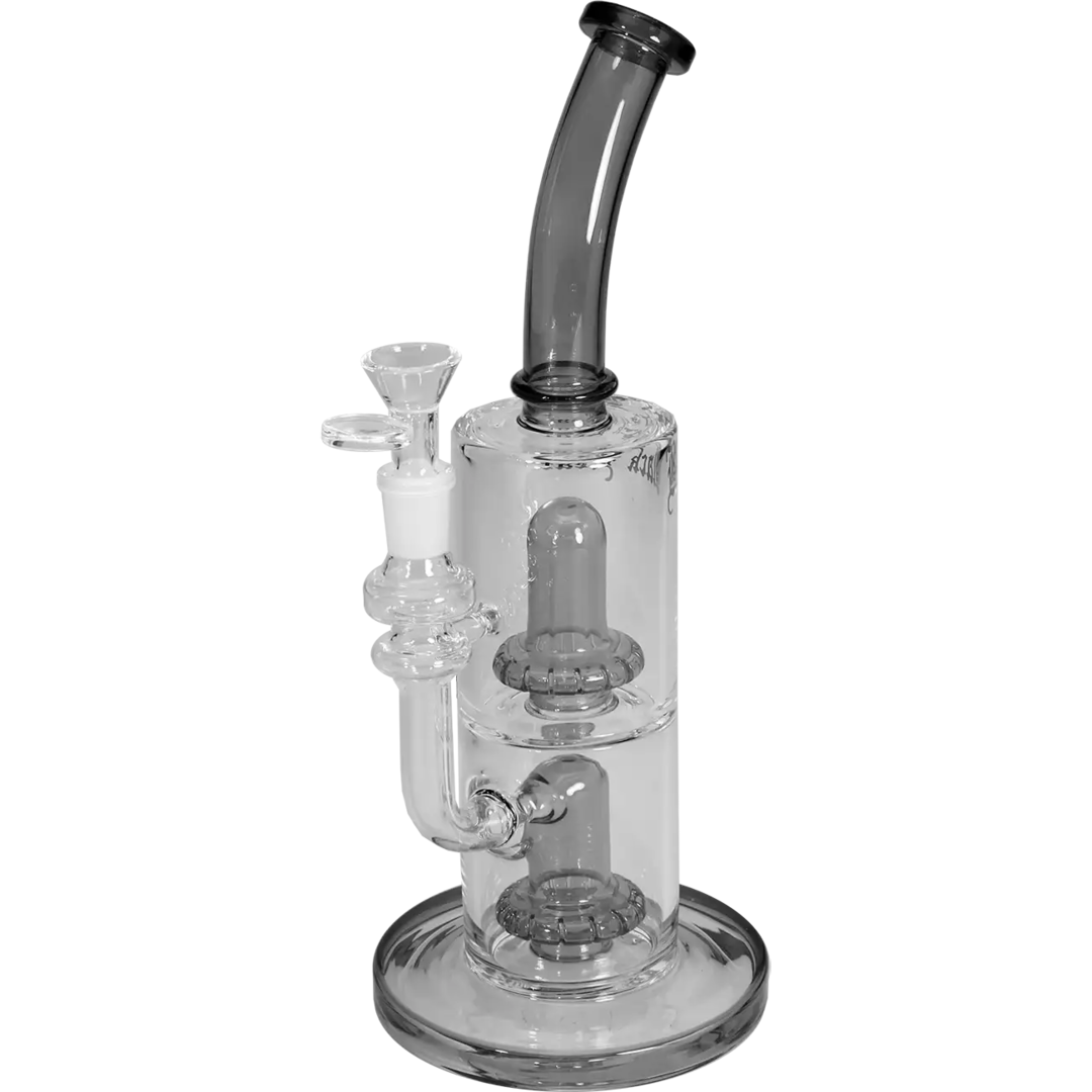 Black Leaf Perkolator-Wasserpfeife in Grau mit zwei Ufo-Perkolatoren