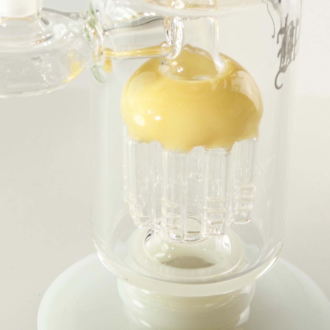 Black Leaf Mini-Wasserpfeife mit 10-armigem Baumperkolator in Beige-Weiß