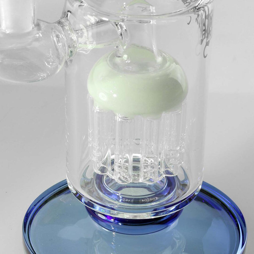 Black Leaf Mini-Wasserpfeife mit 10-armigem Baumperkolator in Grün und Blau