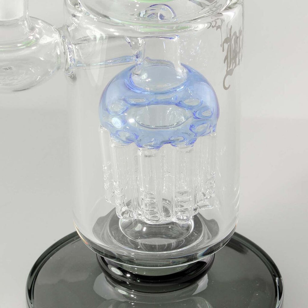 Black Leaf Mini-Wasserpfeife mit 10-armigem Baumperkolator in Blau-Schwarz
