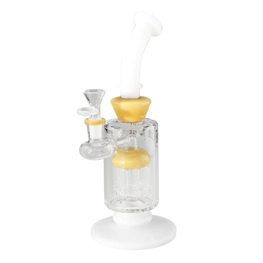 Black Leaf Mini-Wasserpfeife mit 10-armigem Baumperkolator in Beige-Weiß