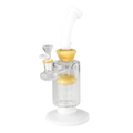 Black Leaf Mini-Wasserpfeife mit 10-armigem Baumperkolator in Beige-Weiß