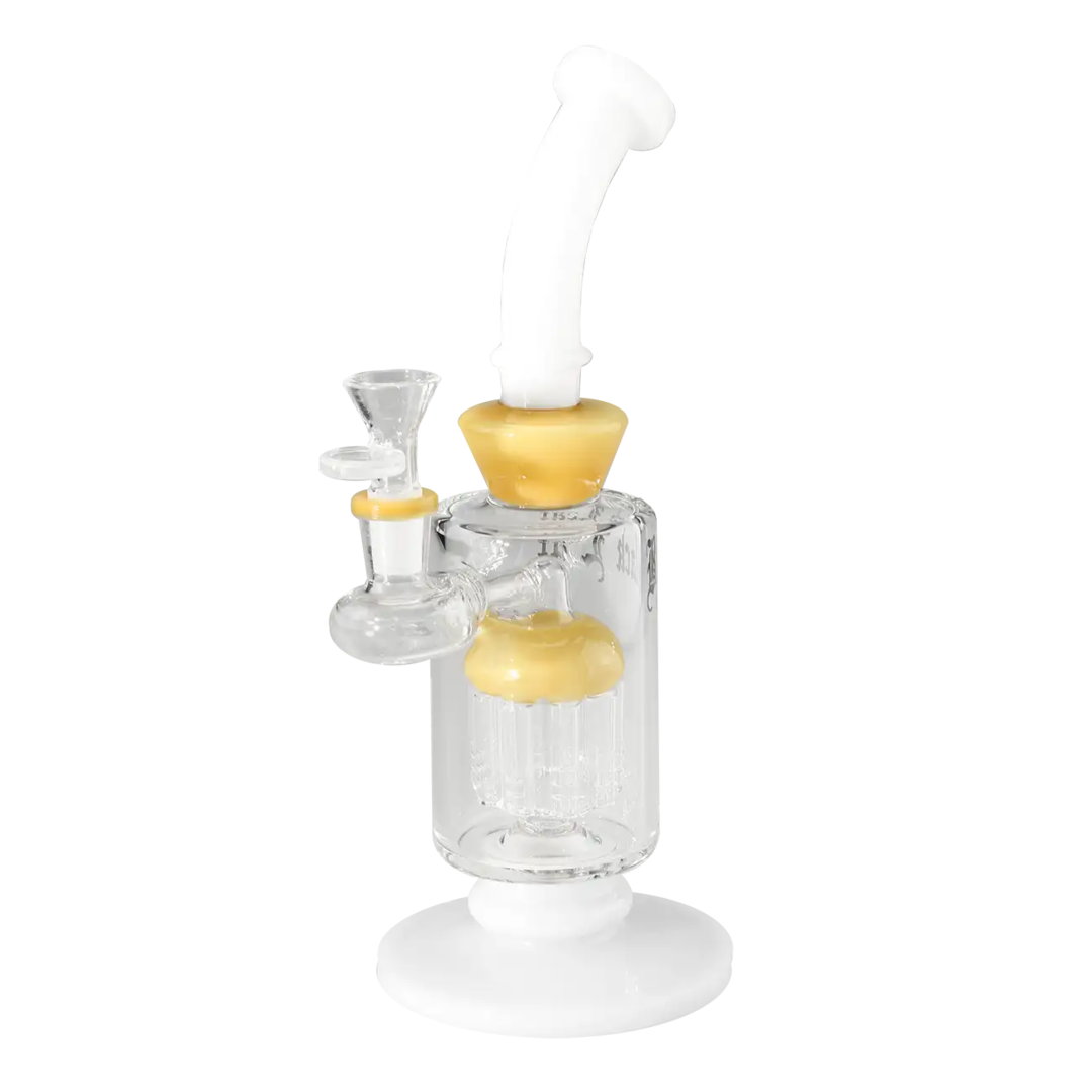 Black Leaf Mini-Wasserpfeife mit 10-armigem Baumperkolator in Beige-Weiß