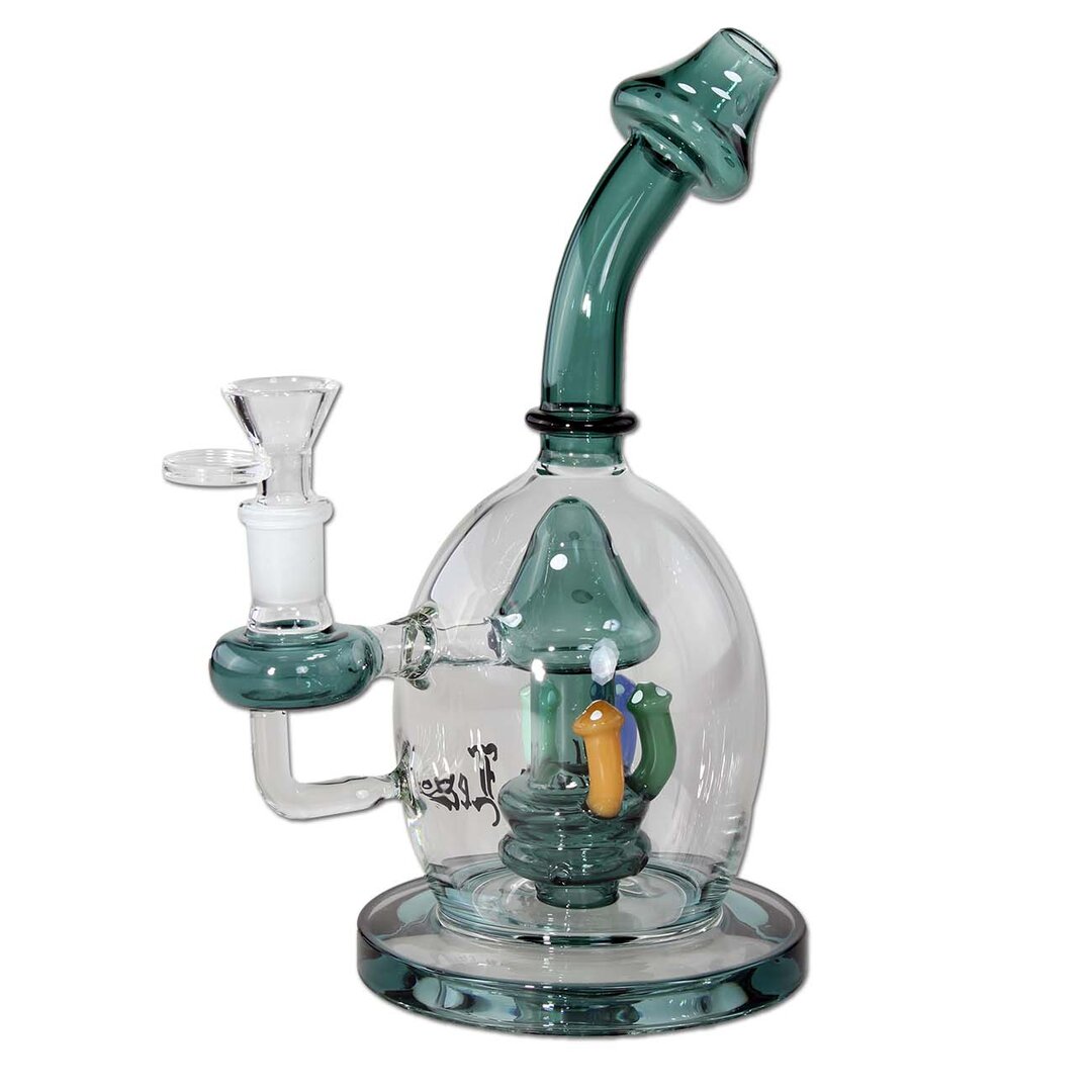 Produktfoto: Black Leaf Mushrooms Glas-Mini-Wasserpfeife mit Lochdiffusor, 230 mm
