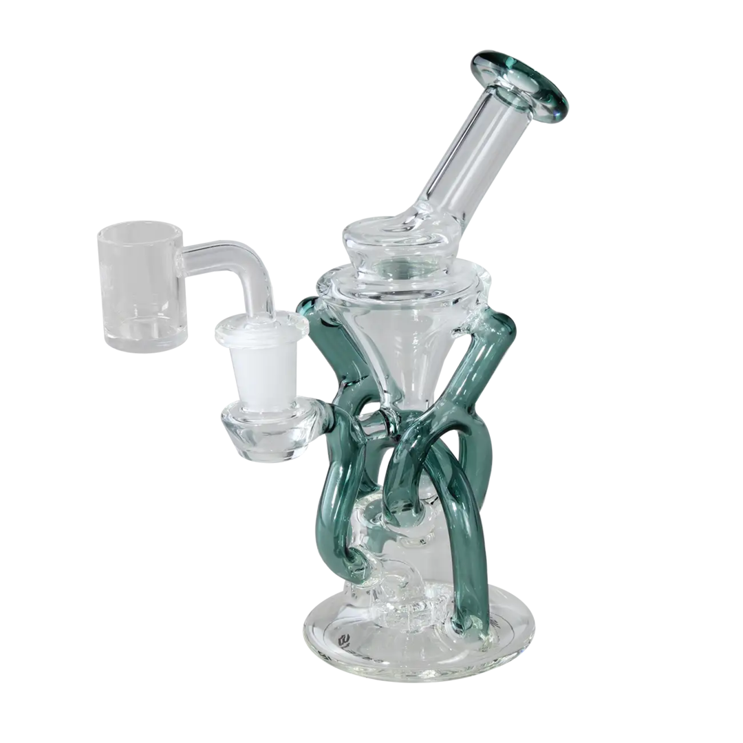 BLAZE MEDUSA Recycler-Wasserpfeife in Grün mit abgeschrägtem Quarzaufsatz
