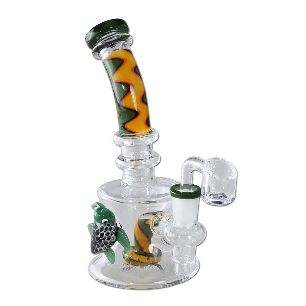 Black Leaf Recycler-Wasserpfeife mit Perkolator und Schildkröten-Motiv in Grün