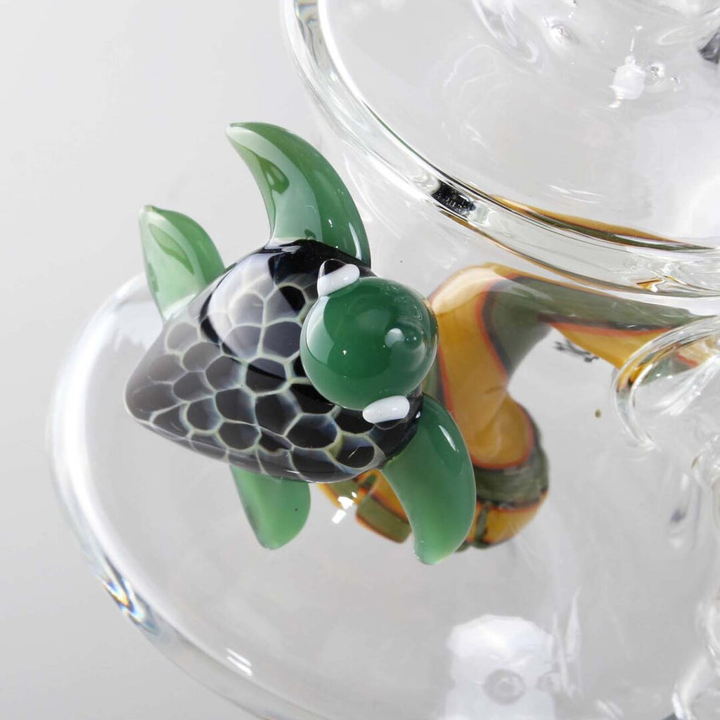 Black Leaf Recycler-Wasserpfeife mit Perkolator und Schildkröten-Motiv in Grün