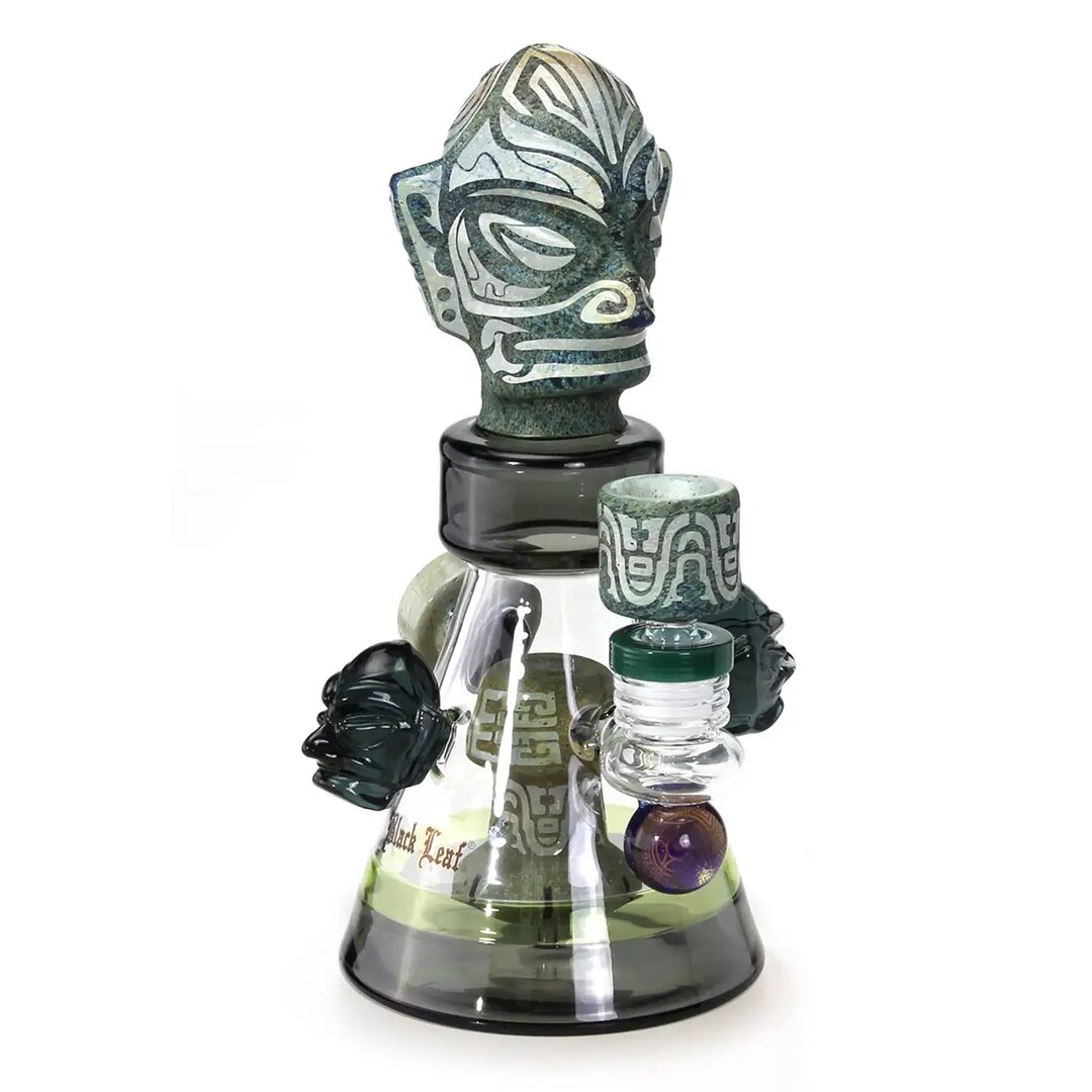 Black Leaf Vollglas-Wasserpfeife mit Steintextur und Diffusor