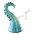 Tentakel Glas-Wasserpfeife in Blau mit Quarzschale und Abdeckkappe in Tentakelform, 170 mm hoch