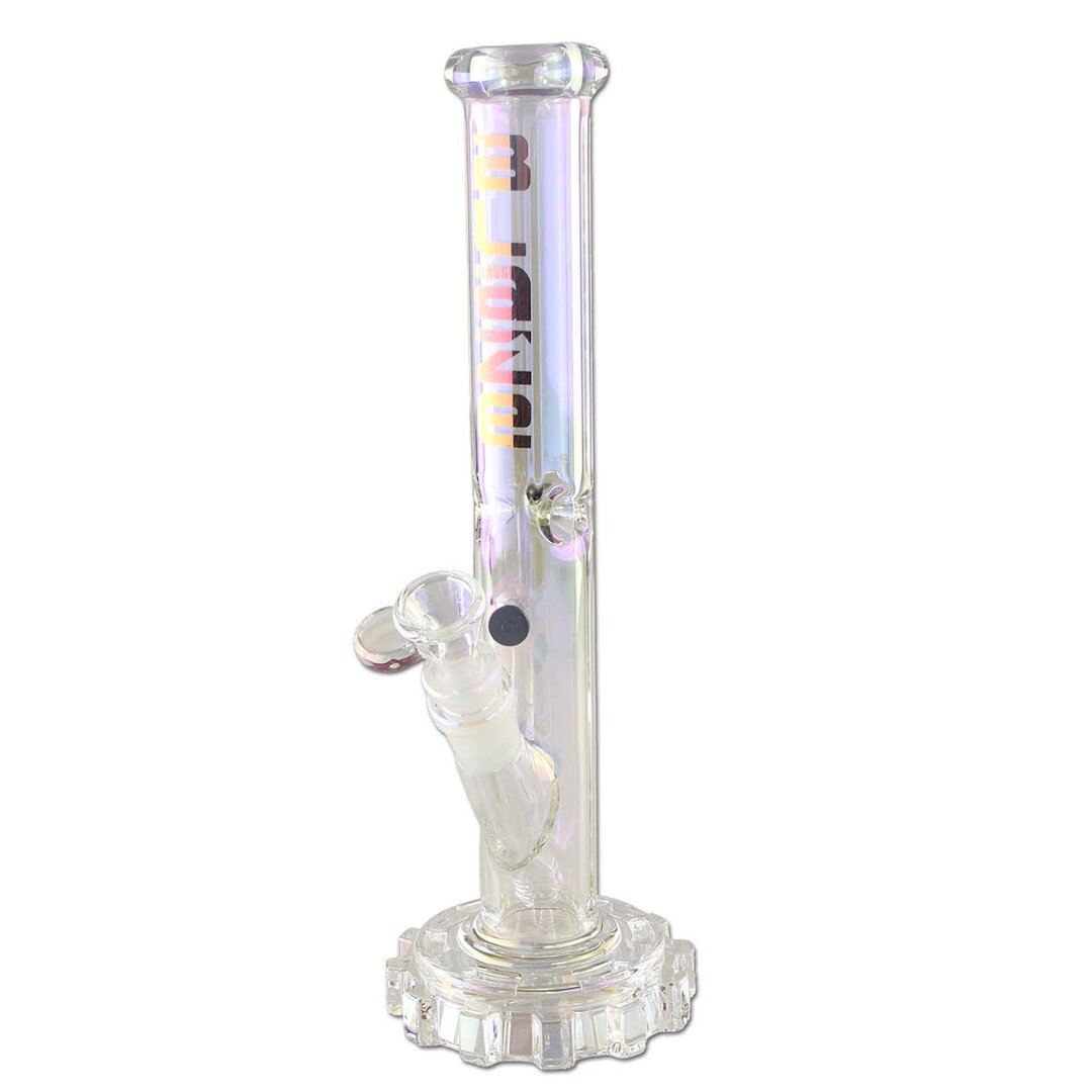BLAZE GEAR Ice-Zylinder-Wasserpfeife aus klarem Glas mit Regenbogeneffekt