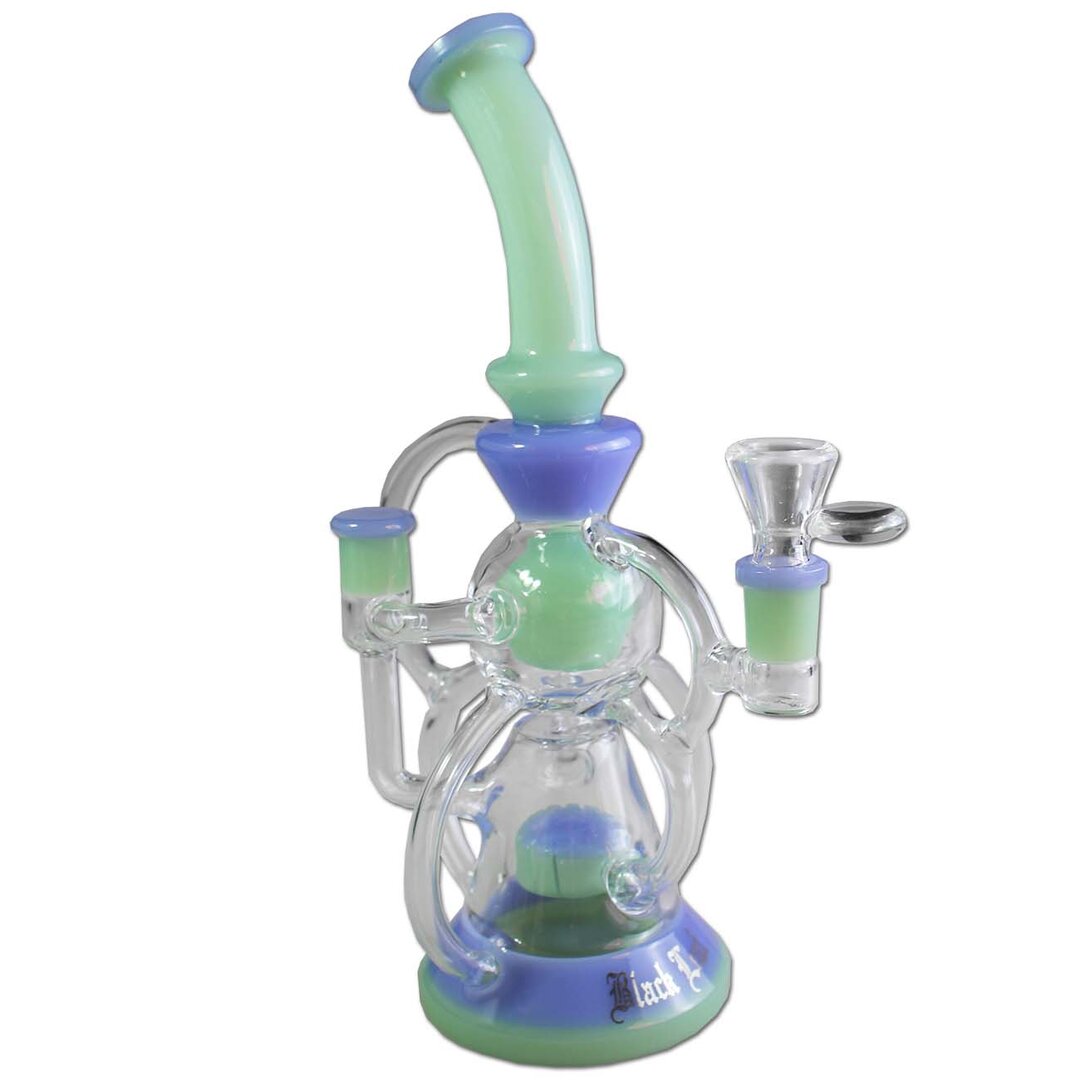 Produktfoto: Black Leaf Recycler-Glas-Wasserpfeife blau/grün, 265 mm
