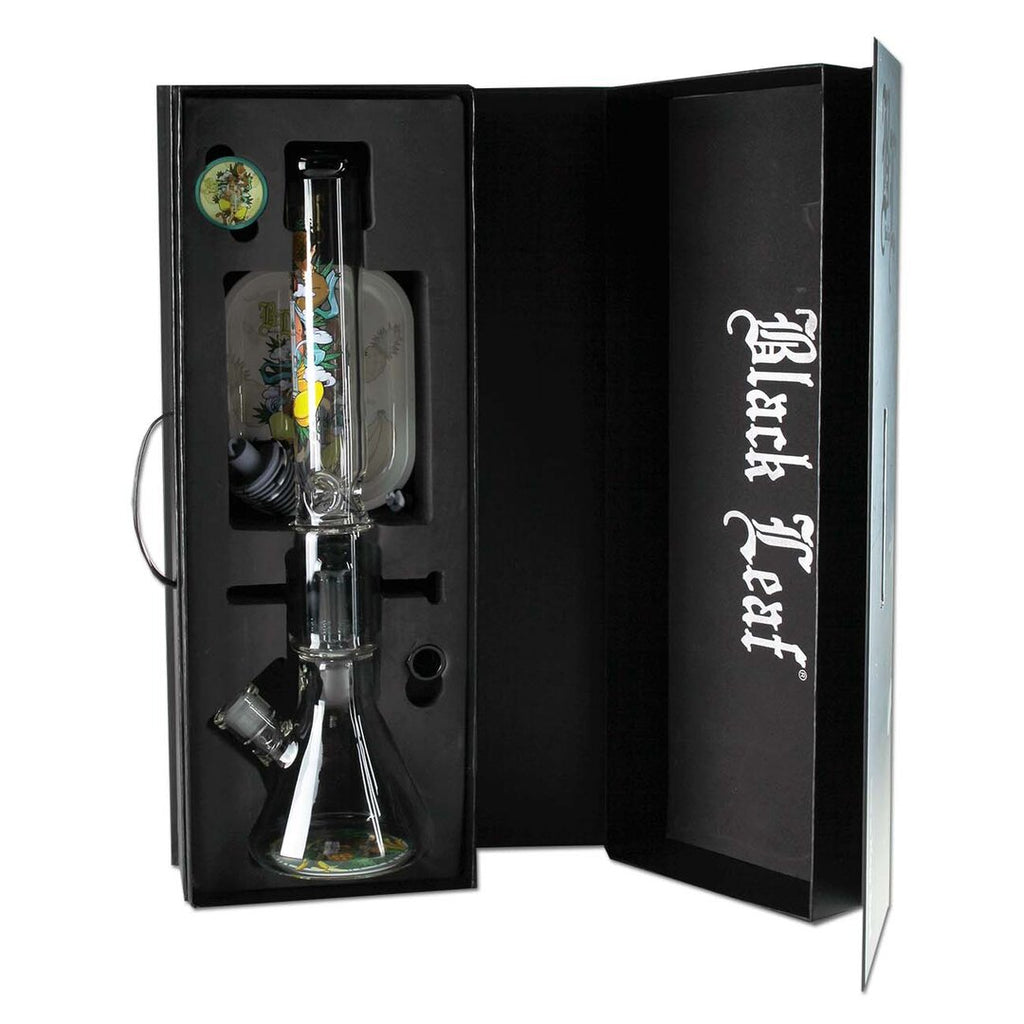 Black Leaf Hanuman Beaker-Glas-Wasserpfeife im Koffer-Set