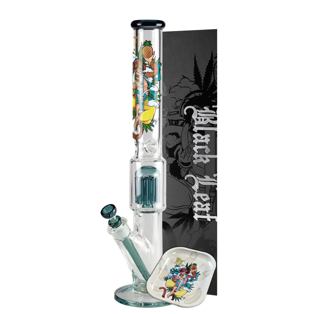 Black Leaf Hanuman Zylinder-Glas-Wasserpfeife im Koffer-Set