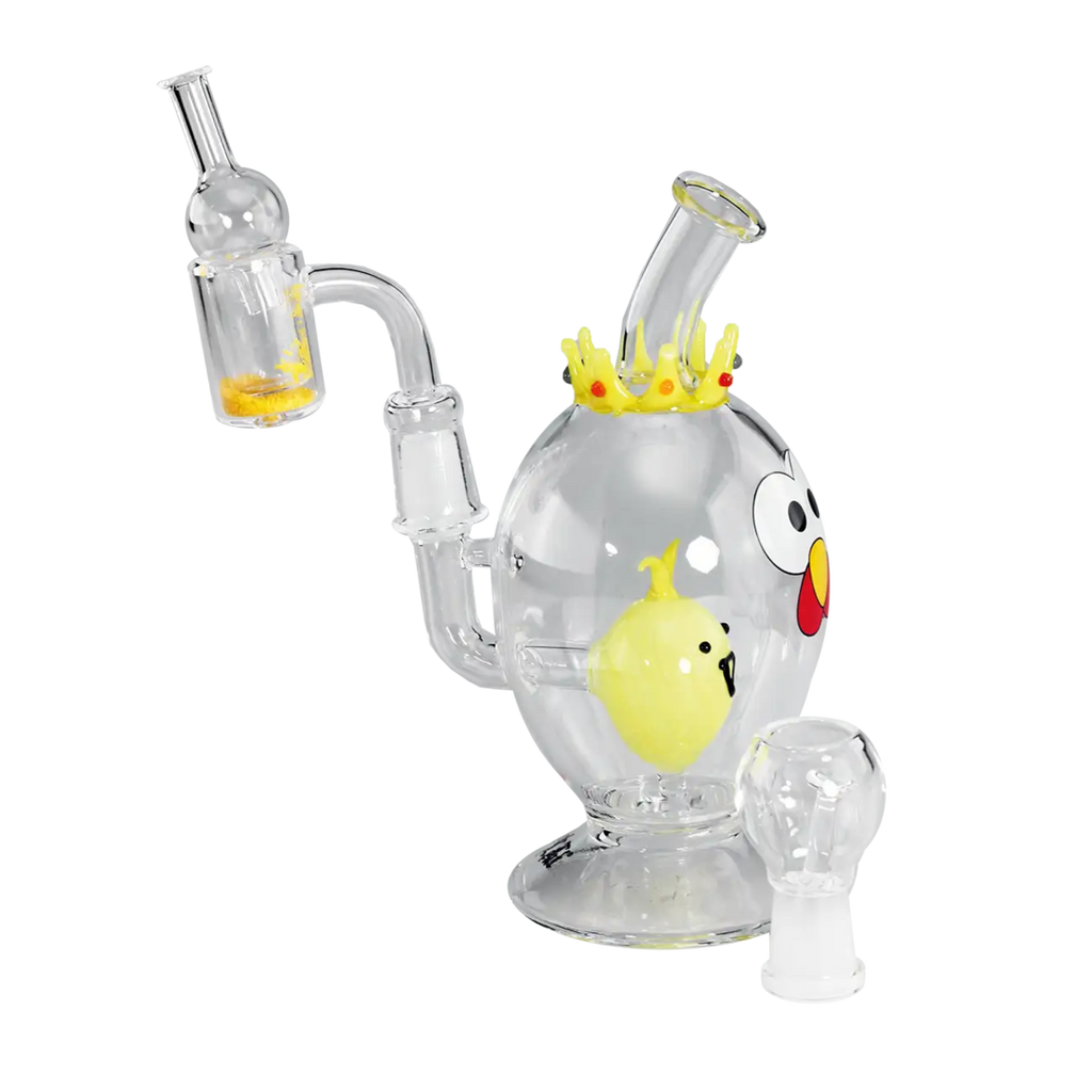 Black Leaf King Egg Glas-Wasserpfeife im Huhn-und-Ei-Design mit Perkolator und Quarzschale