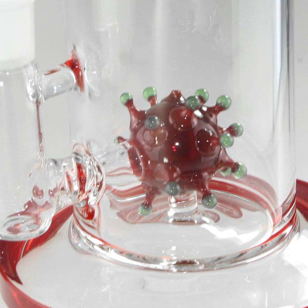 Produktfoto: BLAZE Virus Ball Glas-Wasserpfeife Rot mit Quarzaufsatz