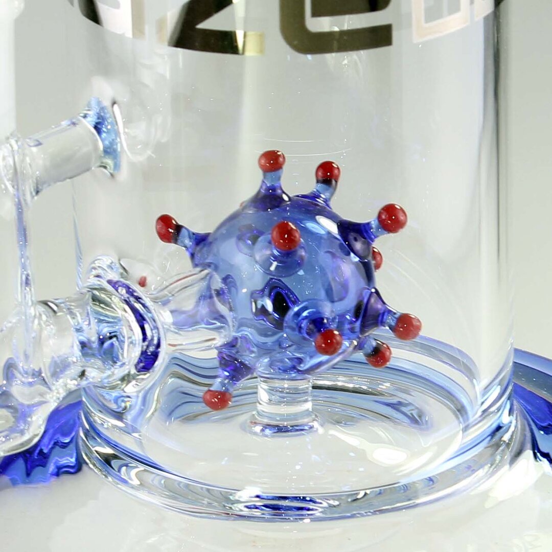 Produktfoto: BLAZE Virus Ball Glas-Wasserpfeife blau mit Quarzaufsatz