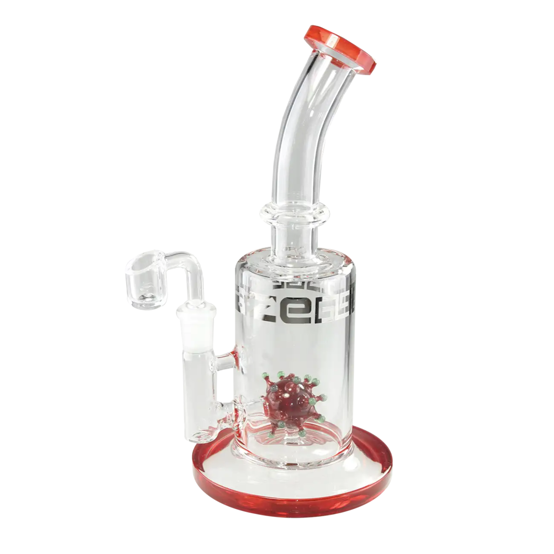 Produktfoto: BLAZE Virus Ball Glas-Wasserpfeife Rot mit Quarzaufsatz