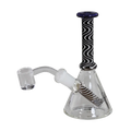 Kompakte Black Leaf Glas-Wasserpfeife in Schwarz mit Quarzschale und Lochdiffusor, 145 mm hoch