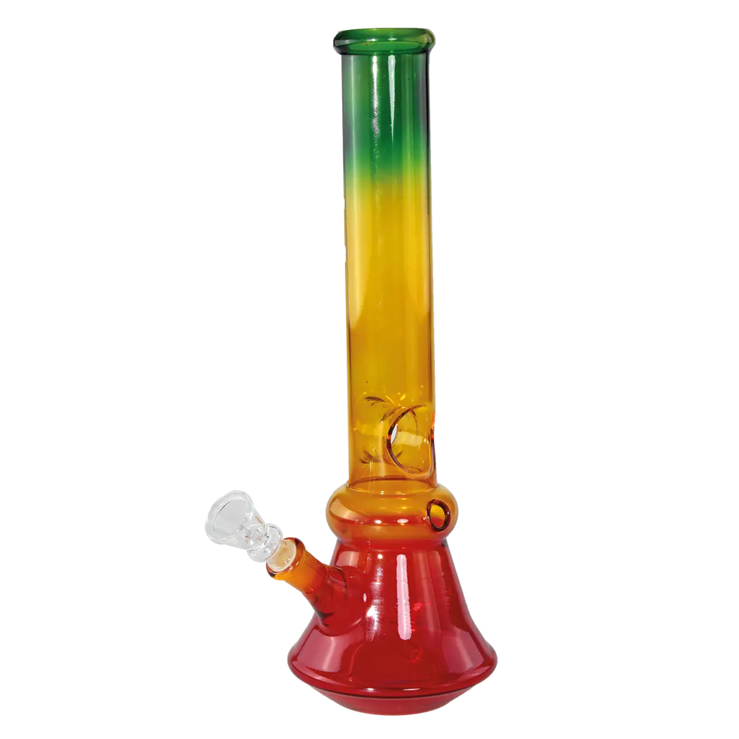 Glas-Wasserpfeife in Rasta-Farben mit Eiskammer und Steckdiffusor