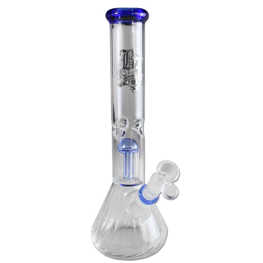 Black Leaf GRAZIE Beaker-Glas-Wasserpfeife in Blau mit 8-Arm-Perkolator
