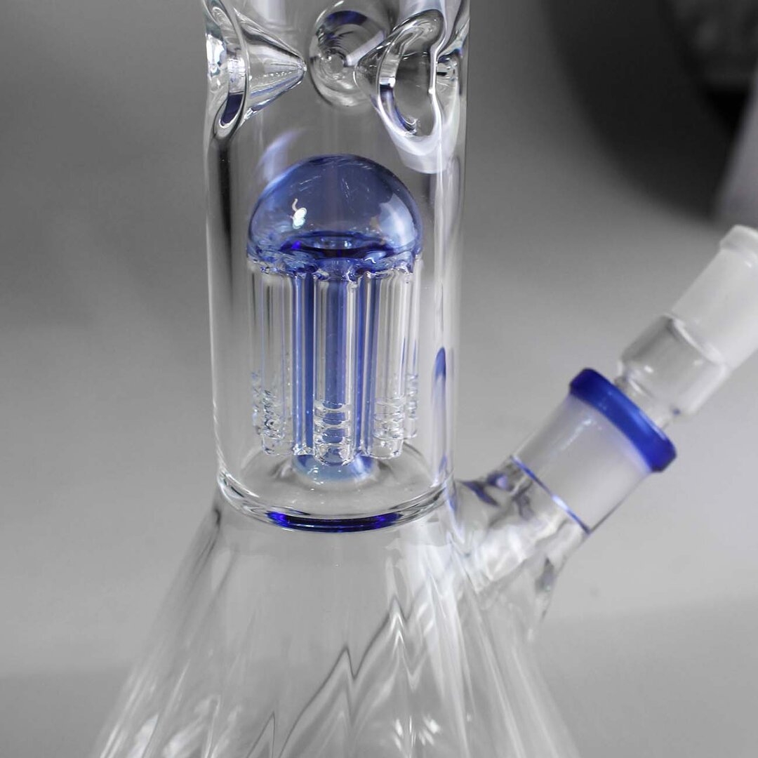 Black Leaf GRAZIE Beaker-Glas-Wasserpfeife in Blau mit 8-Arm-Perkolator