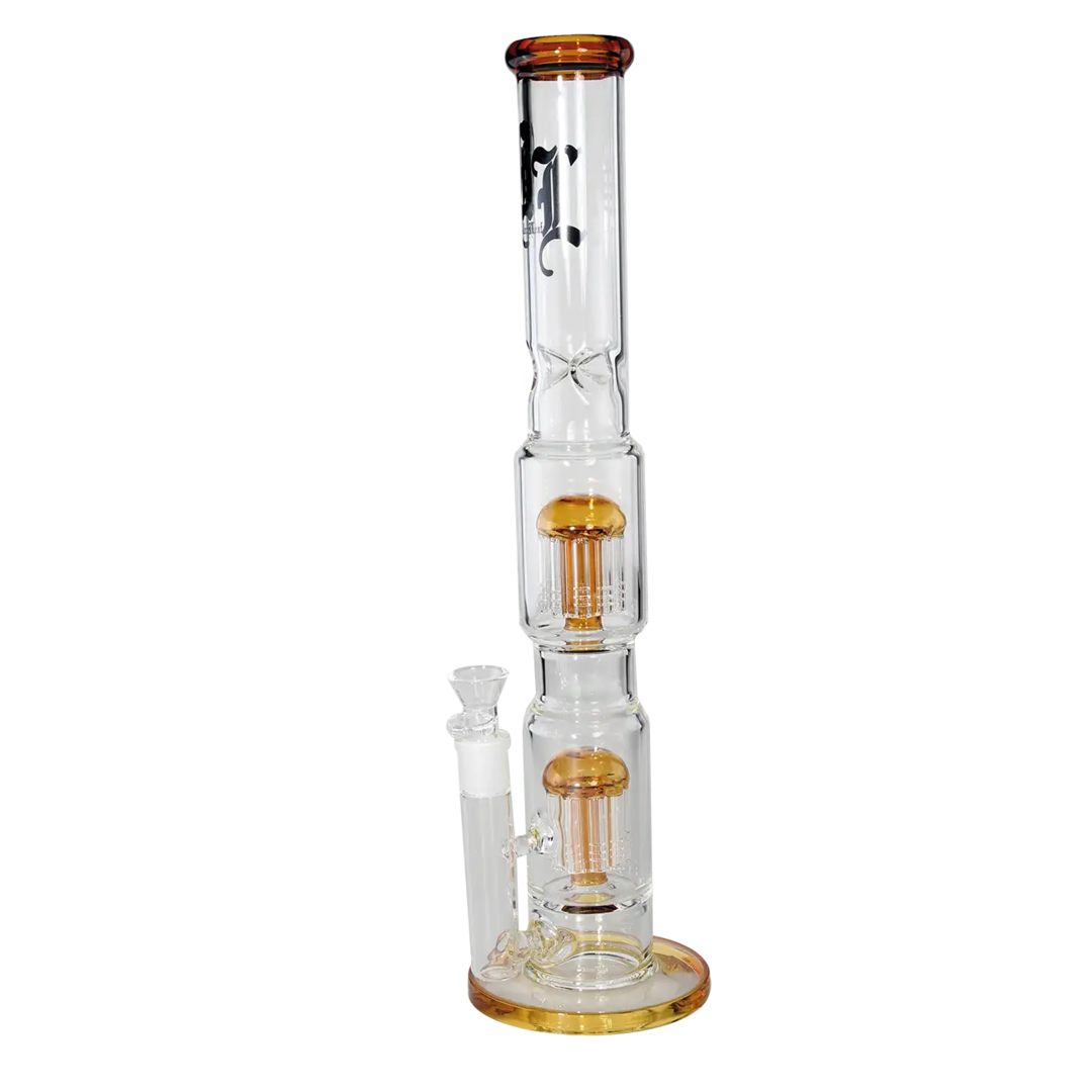 Black Leaf Glas-Wasserpfeife in Amber mit zwei 10-Arm-Baumperkolatoren