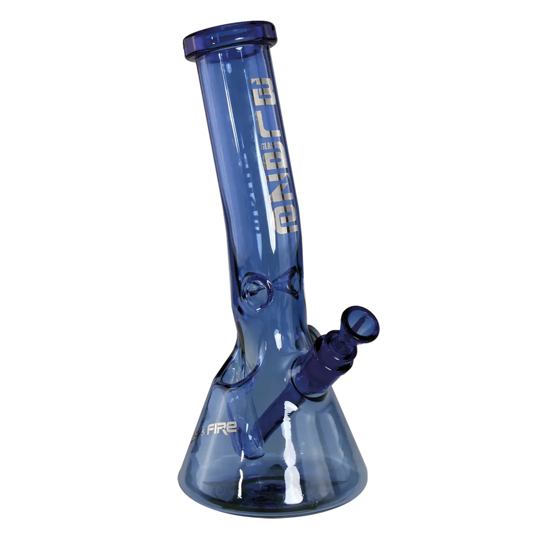 Blaze Ice vs. Fire Beaker-Wasserpfeife in Blau mit Feuerzeugfach, 310 mm hoch