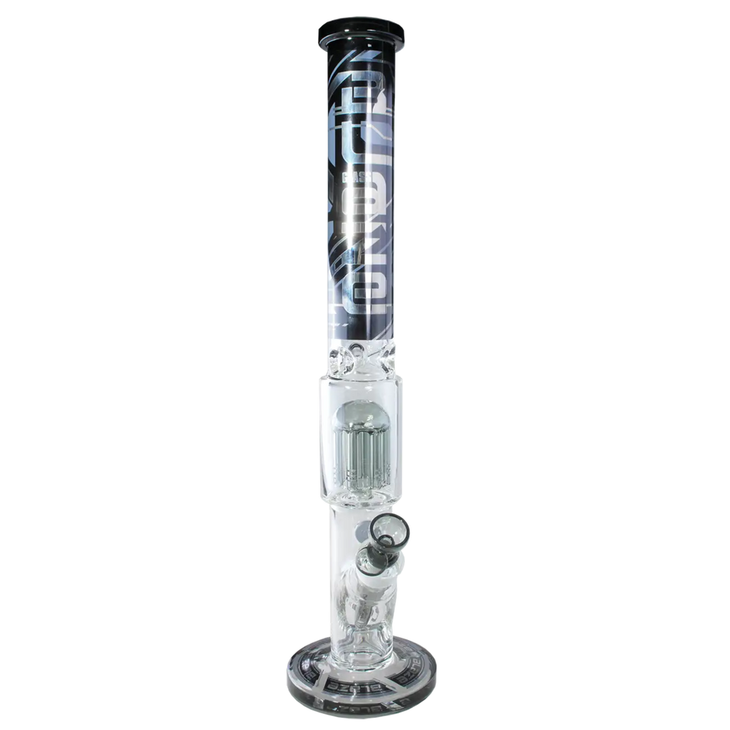 Blaze Cyberpunk Zylinder-Glas-Wasserpfeife mit Metallic- und Spiegeleffekt
