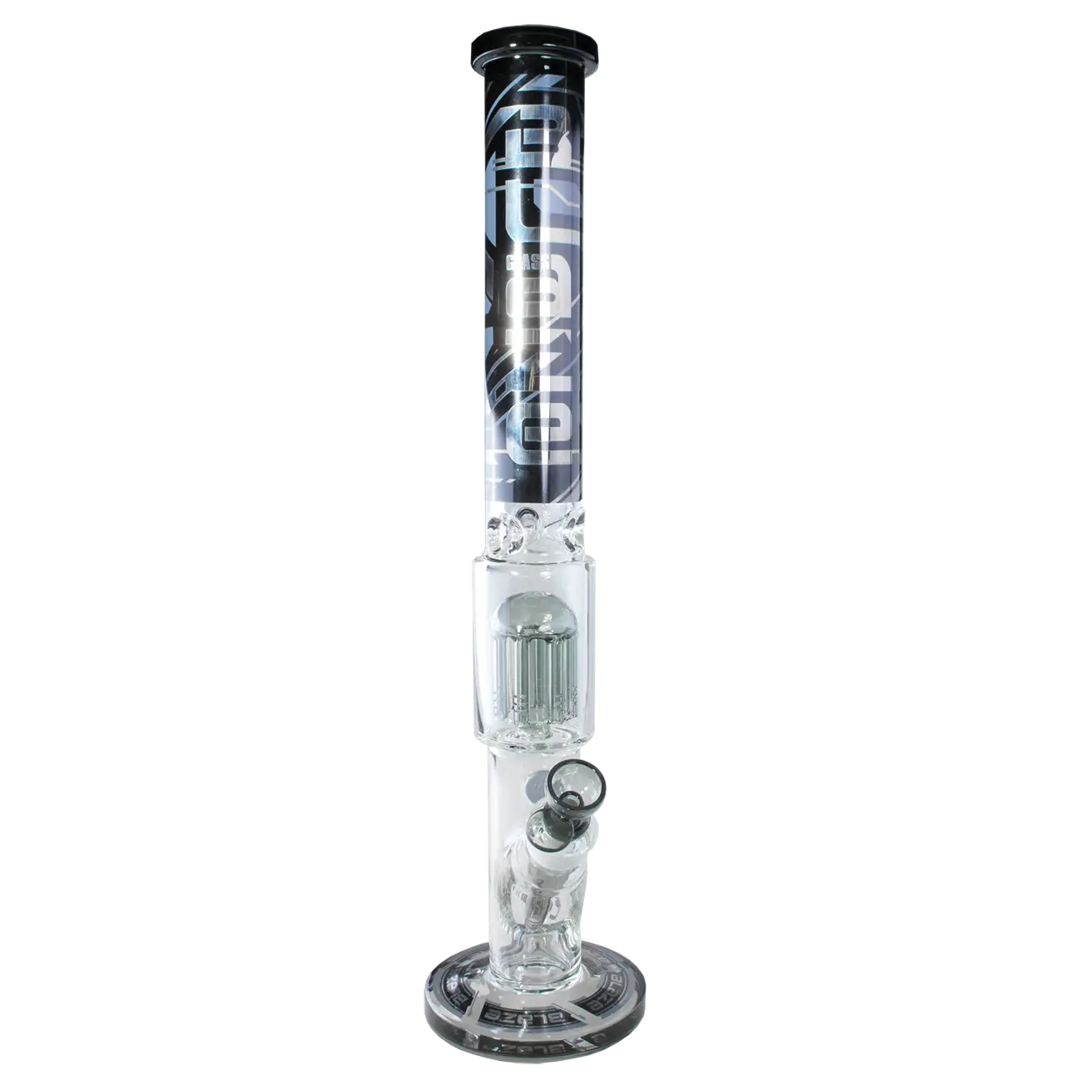 Blaze Cyberpunk Zylinder-Glas-Wasserpfeife mit Metallic- und Spiegeleffekt
