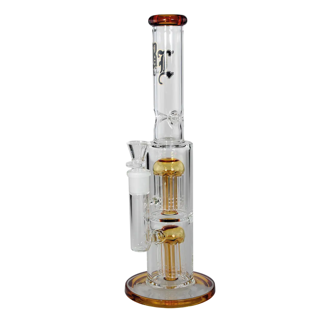 Black Leaf Ice-Wasserpfeife mit zwei 8-armigen Perkolatoren in Amber